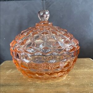 Fostoria American Pink  Glass Lidded Candy Dish (16)